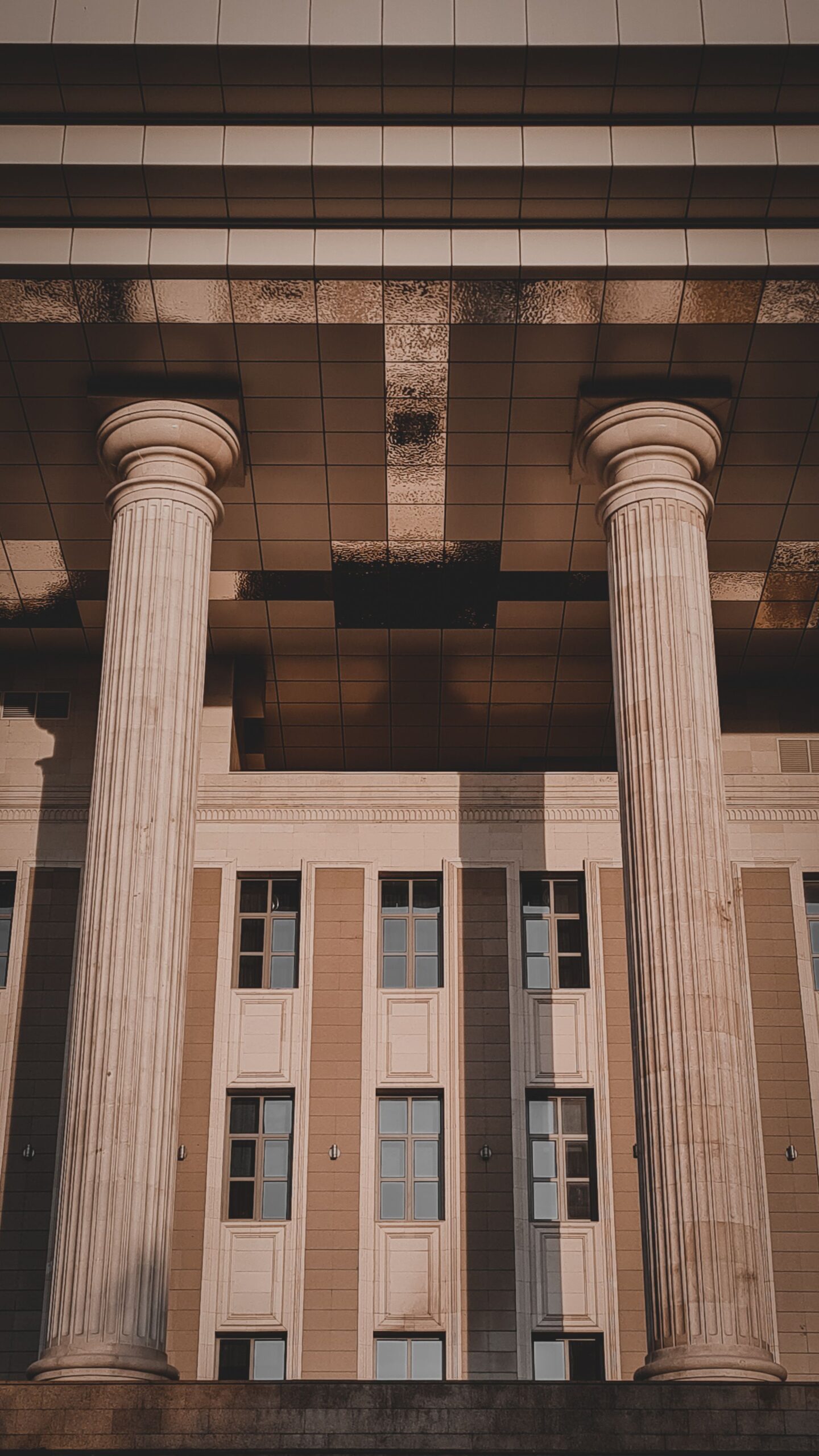 Classical courthouse entrance with stone columns