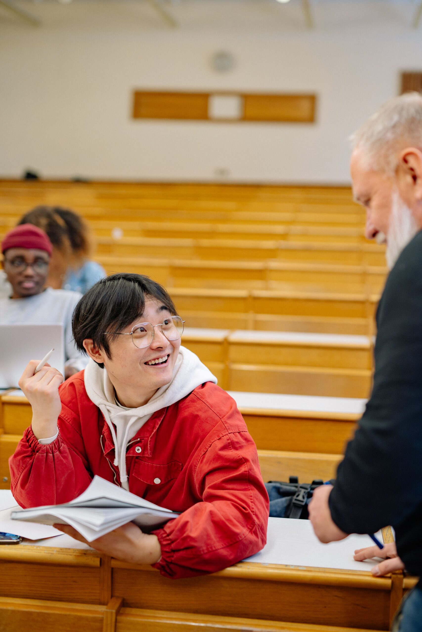 University professor lecturing in a lecture hall
